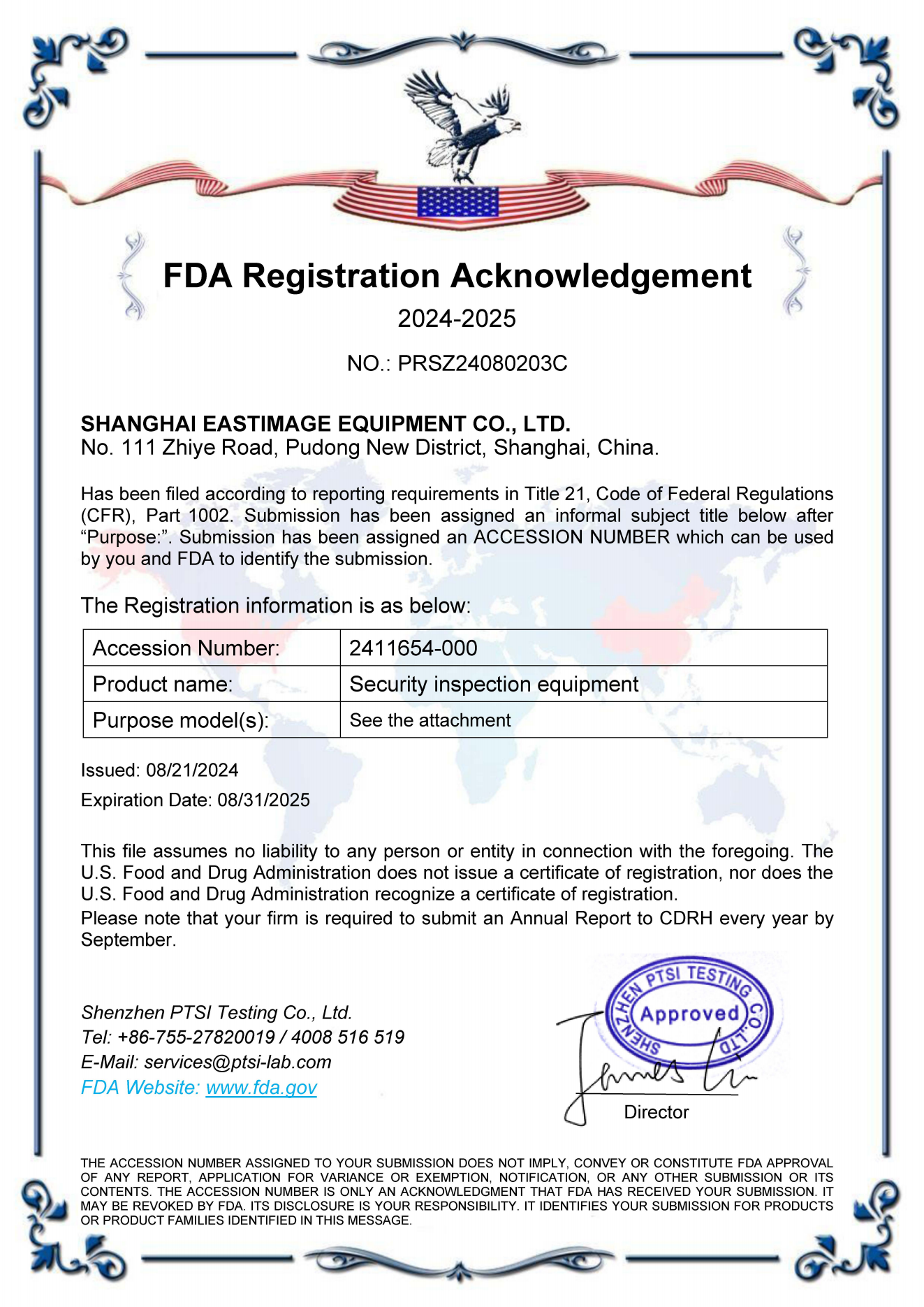 FDA Registration Acknowledgement