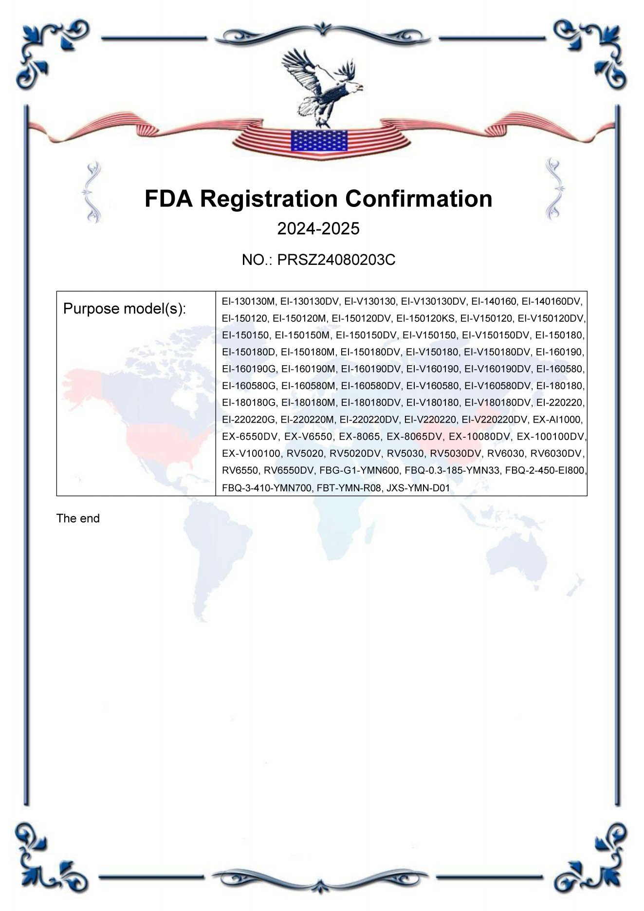 FDA Registration Confirmation