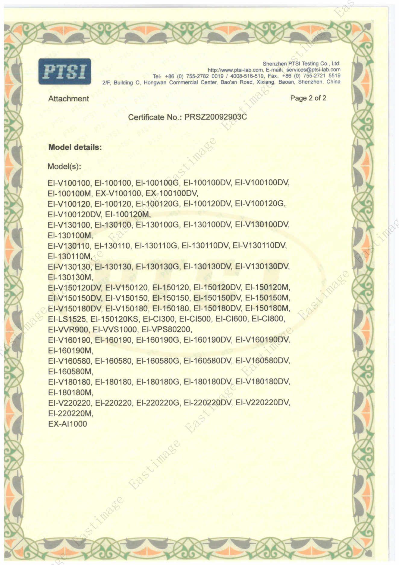 ROHS Certificates Attachment