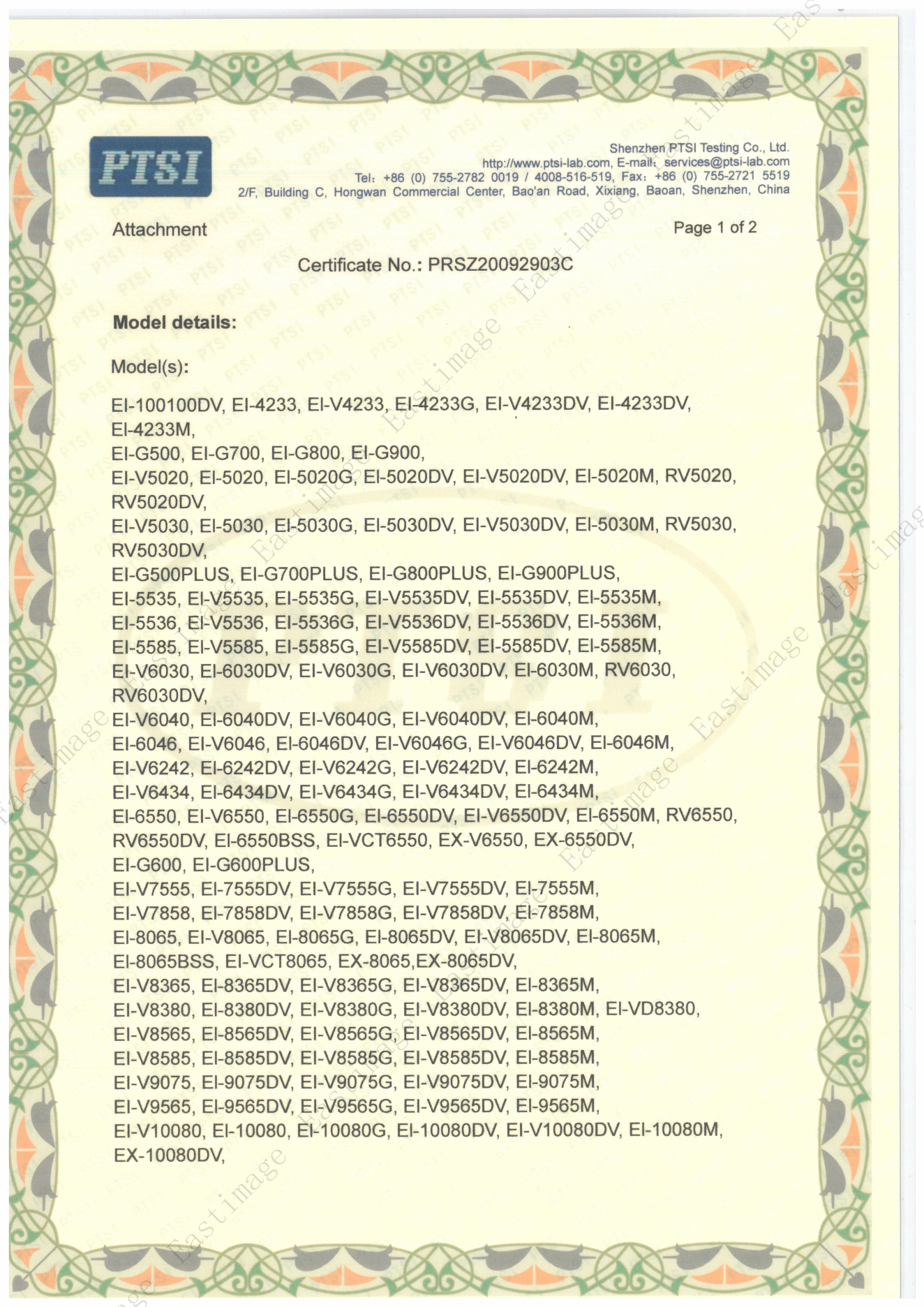 ROHS Certificates Attachment